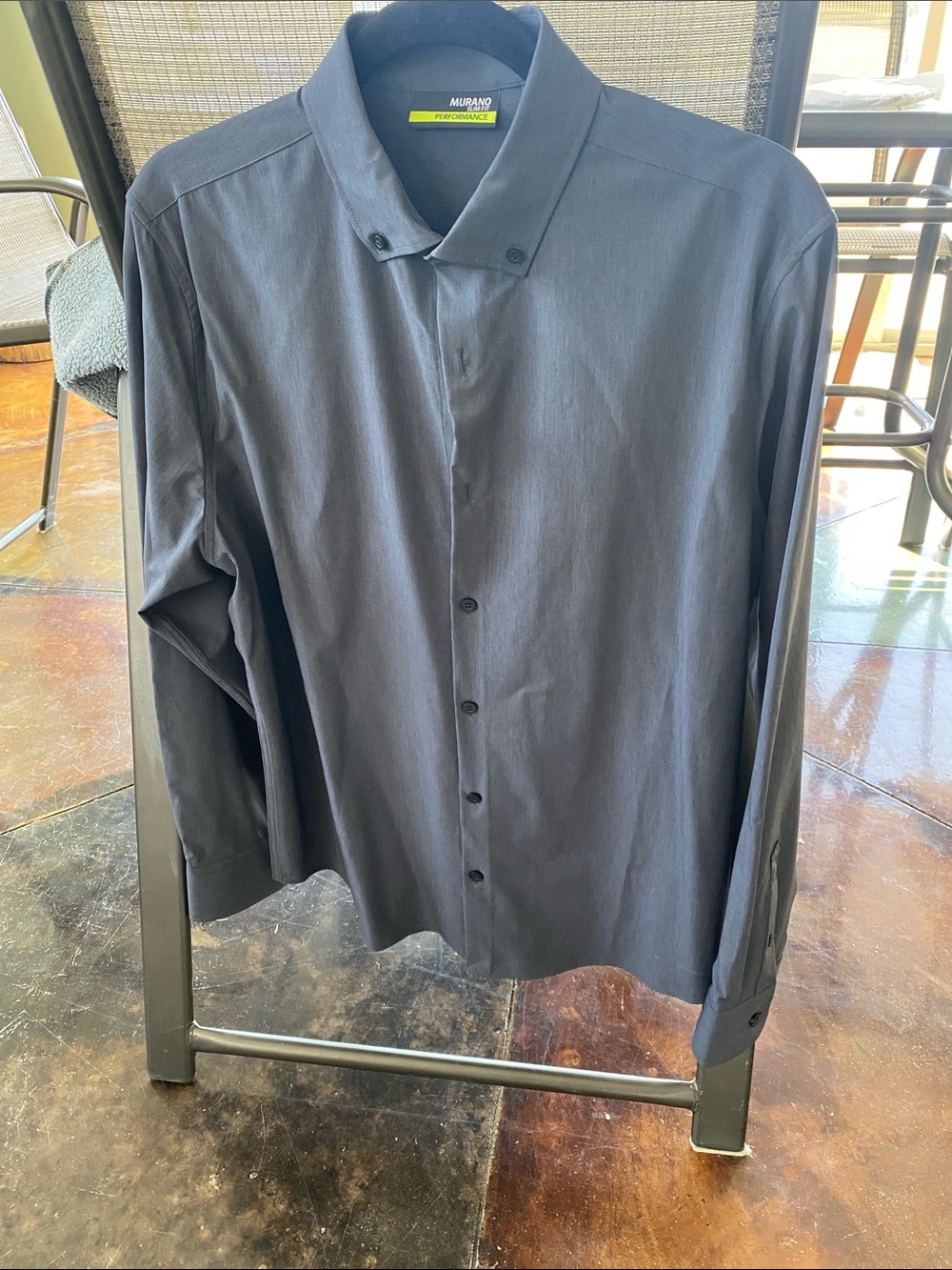 Murano Men's Dark Charcoal Button-Down Dress Shirt
